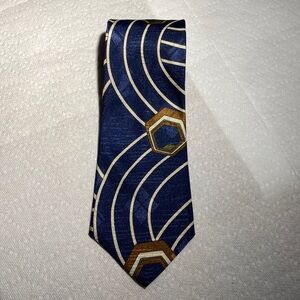 Bugle Boy Geometric Blue and Gold Tie